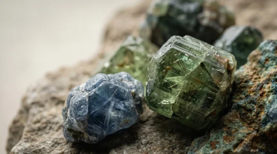 Gros plan sur des pierres précieuses naturelles authentiques présentant des inclusions cristallines uniques et des variations de couleur subtiles